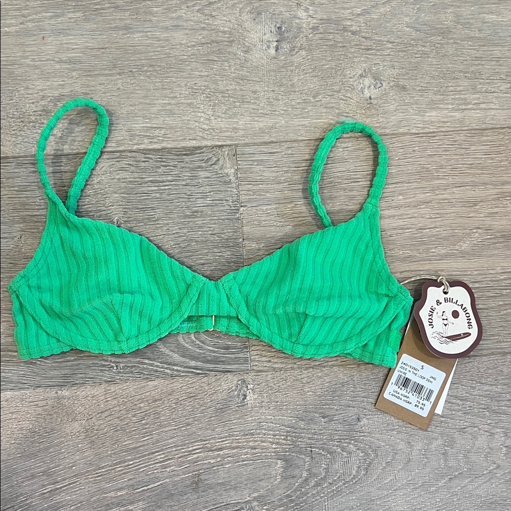 Large Billabong Green Ribbed Underwire Bikini Top